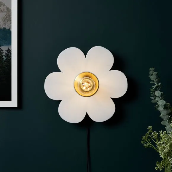 Flower Fabric Plug In Wall Light