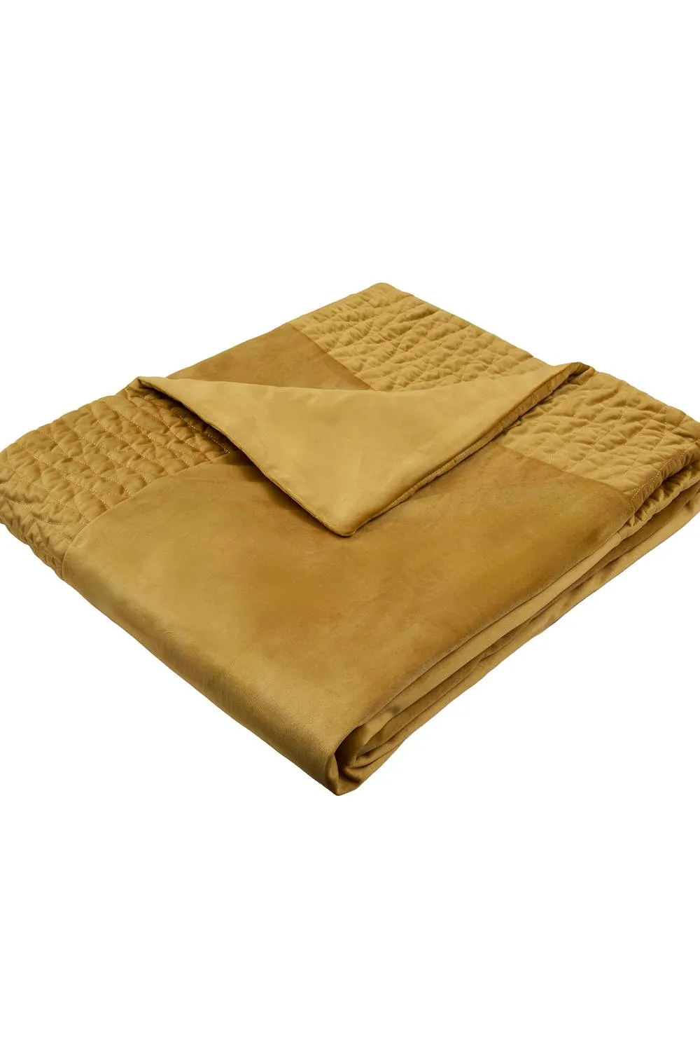 Laurence Llewelyn-Bowen 'Siena' Quilted Velvet Bedspread in Yellow 3