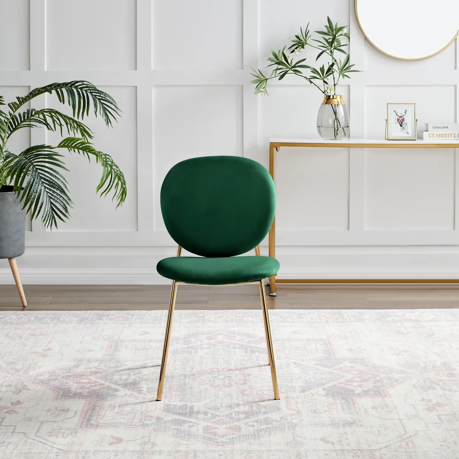 FurnitureboxUK Set of 2 Ivy Modern Velvet Dining Chairs On Gold Legs - Vintage Retro Nod in Green 5