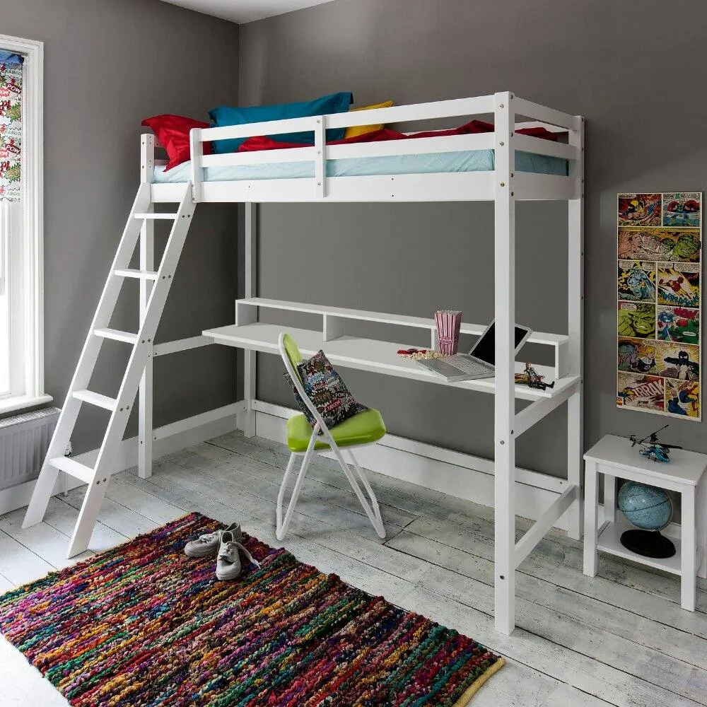 Nöa and Nani Thomas High Sleeper Cabin Bed with Thea Desk in White