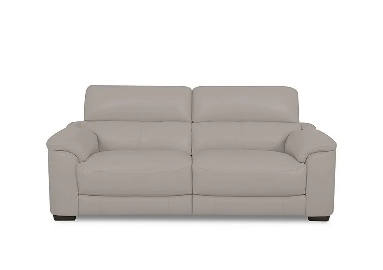 Nova Leather 3 Seater Power Recliner Sofa with Power Headrests - Silver Grey