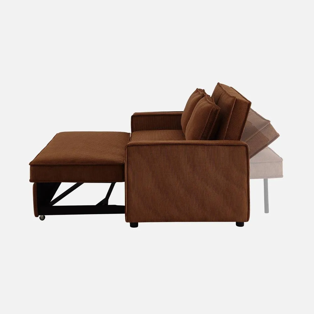 sweeek 2-seater Corduroy Sofa Bed in Brown 2