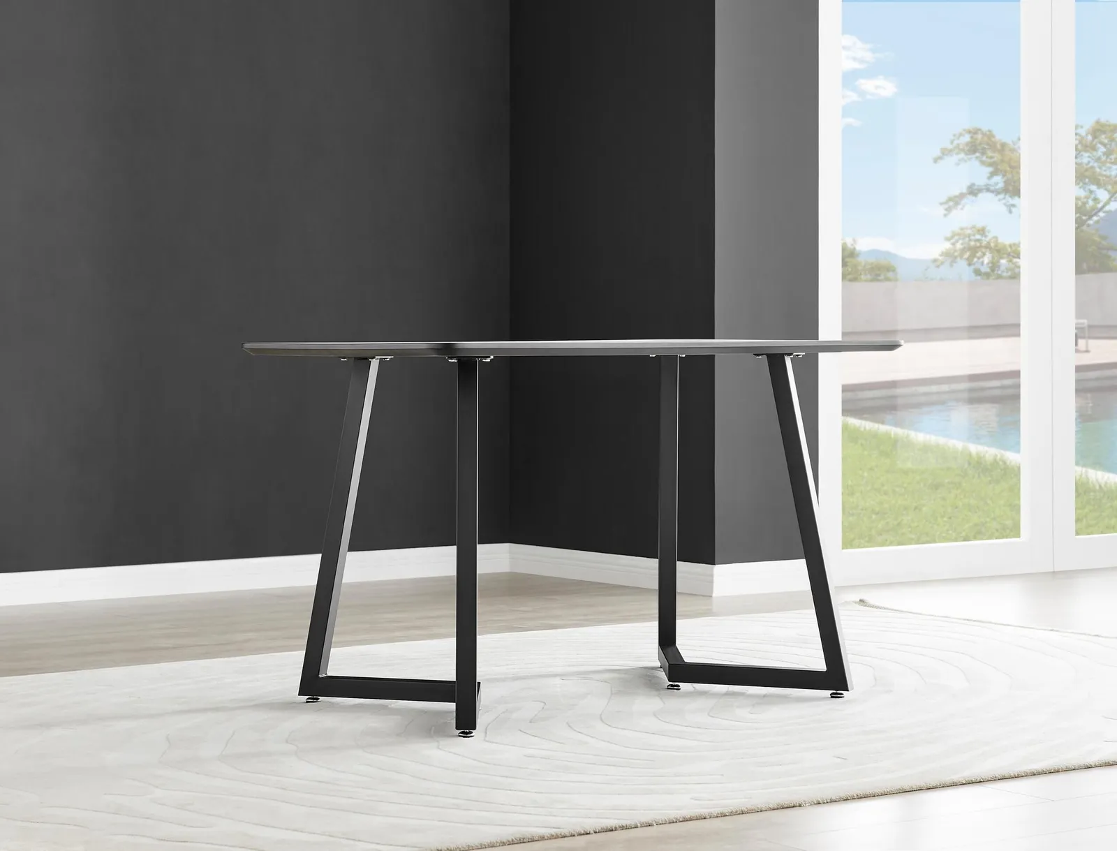 FurnitureboxUK Carson 120cm White Marble Effect Large Dining Table with Black Legs 5