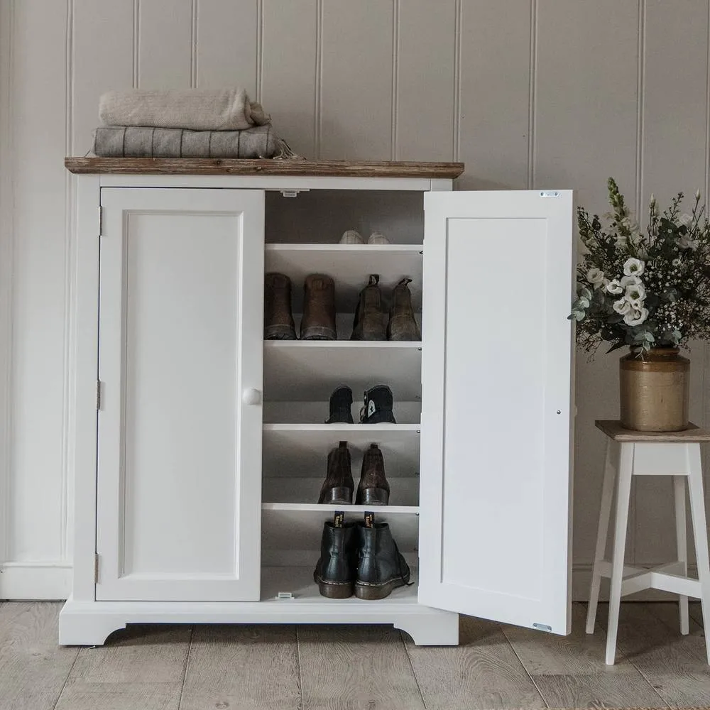 Statement Furniture Florence Shoe Storage Cabinet Wooden Shoe Rack in White