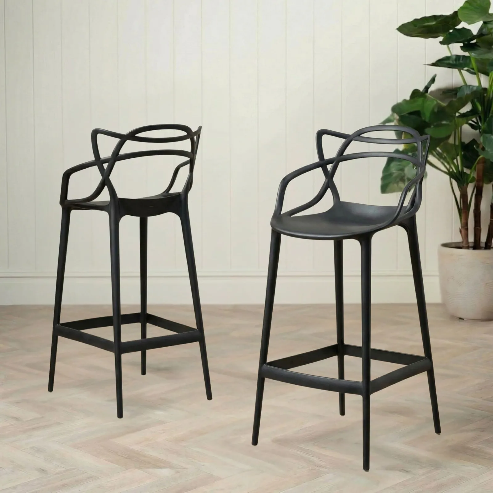 Kartell Masters Low Dining Stool 65Cm, Black Plastic | Barker & Stonehouse 6