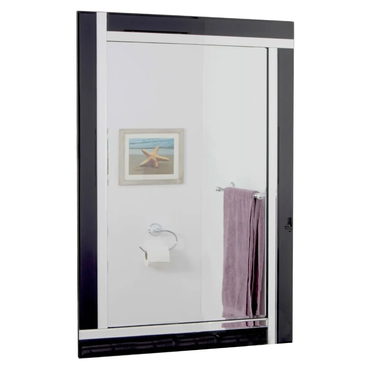 MirrorOutlet Aston Black Double Bevelled All Glass Mirror 68 x 58 CM 5