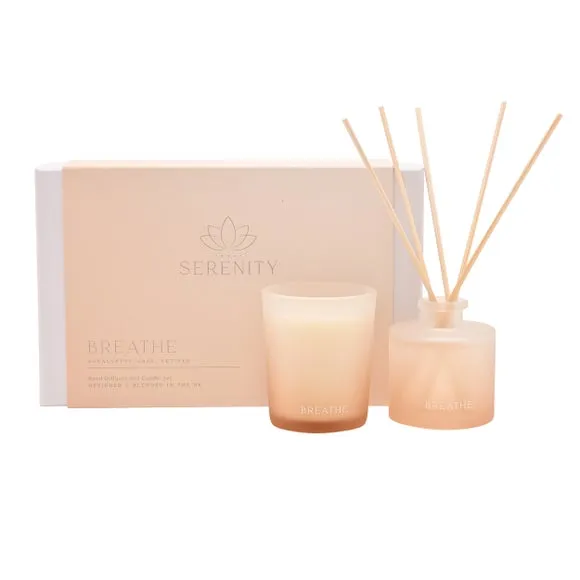 Serenity Breathe Eucalyptus Sage & Vetiver Candle & Diffuser Gift Set 4