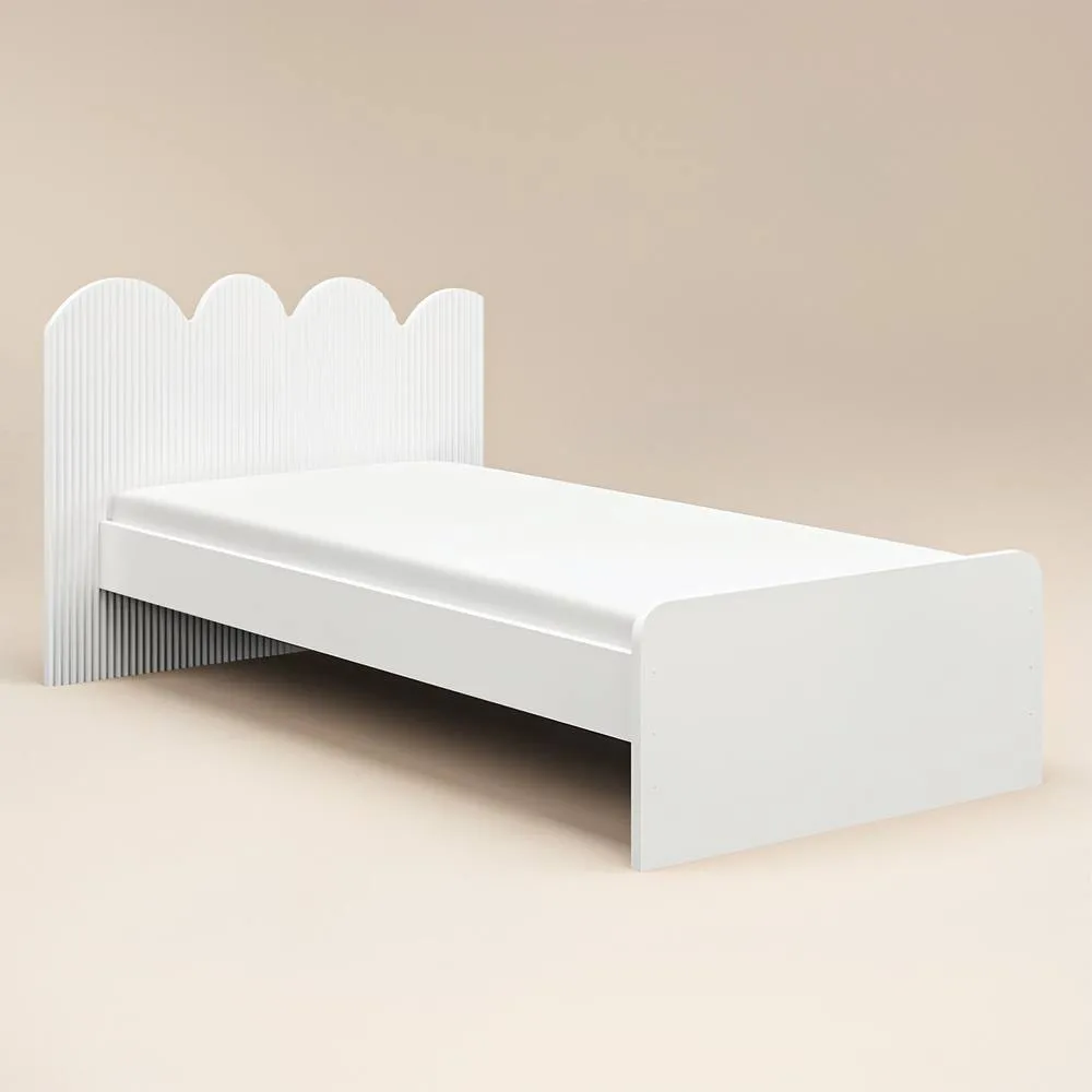 Flair Calista Ribbed Cloud Headboard Single Bed in White 4