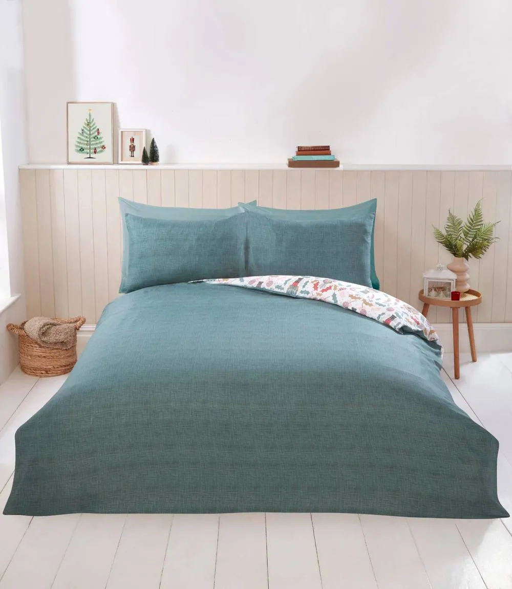Rapport Home Nutcracker Microfibre Reversible Duvet Cover Set with Pillowcase 3