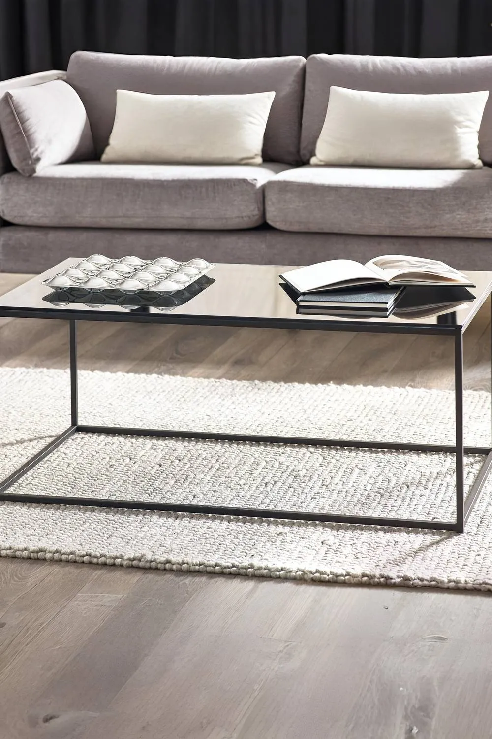 Julian Bowen Chicago Rectangular Glass Top Coffee Table in Black