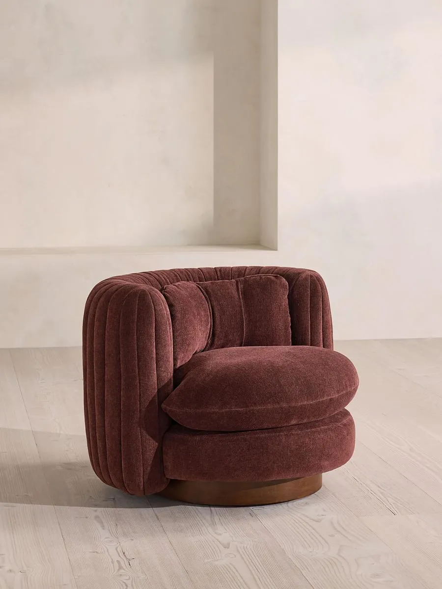 Vivienne Armchair, Linen Chenille, Bordeaux