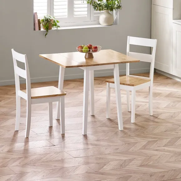 Linwood Square Dropleaf Dining Table with 2 Linwood Dining Chairs