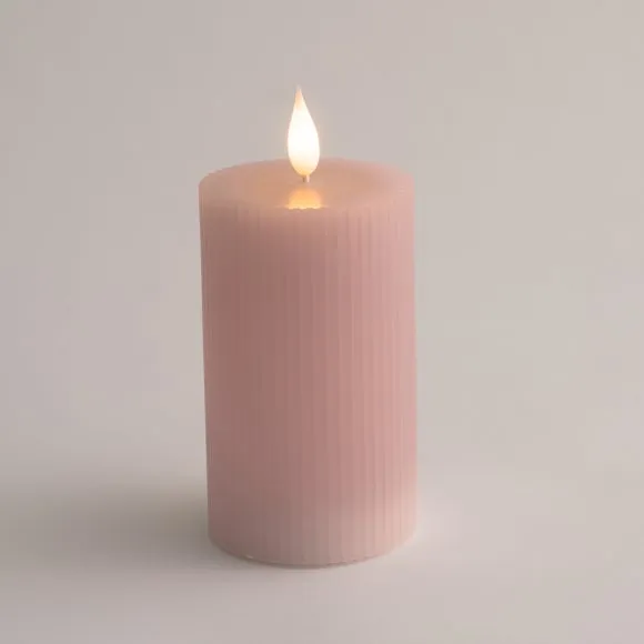 LED Tap Out Ribbed Pillar Candle 3