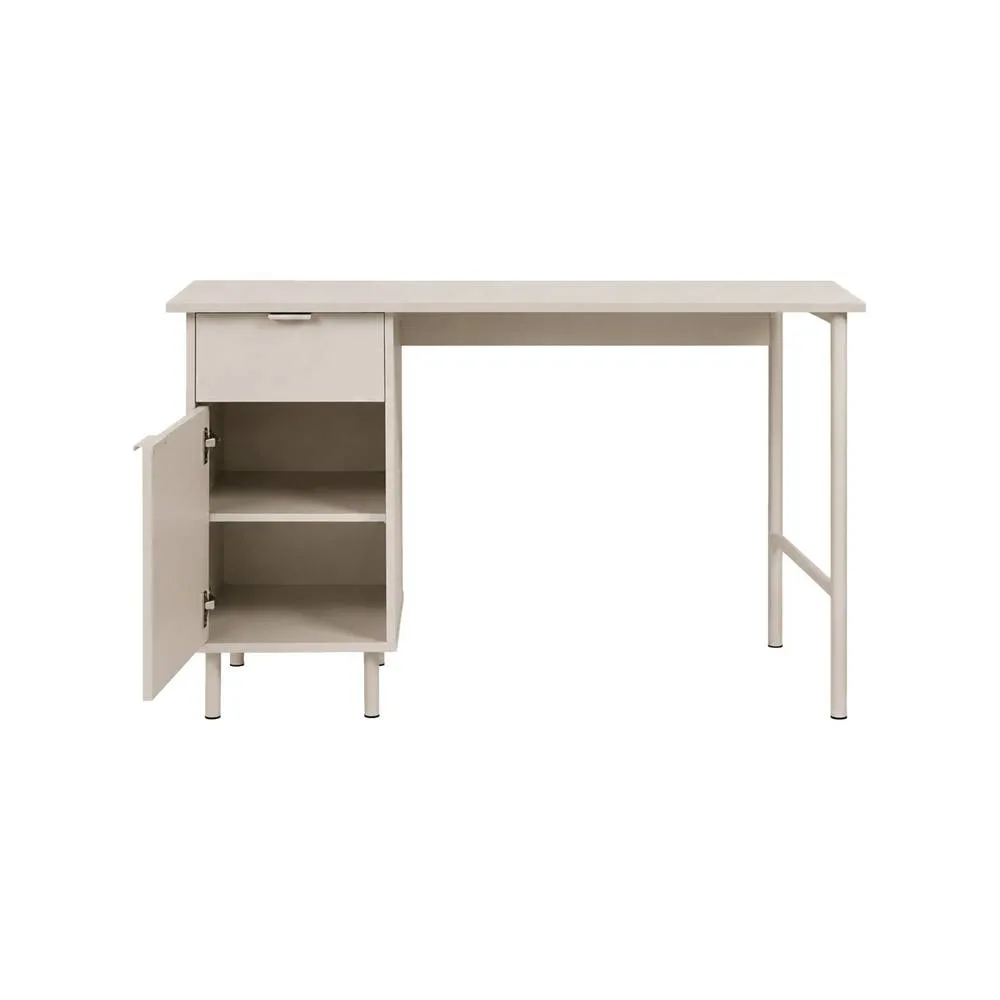 sweeek Desk with 1 drawer & 1 door wood decor & metal in Beige 4