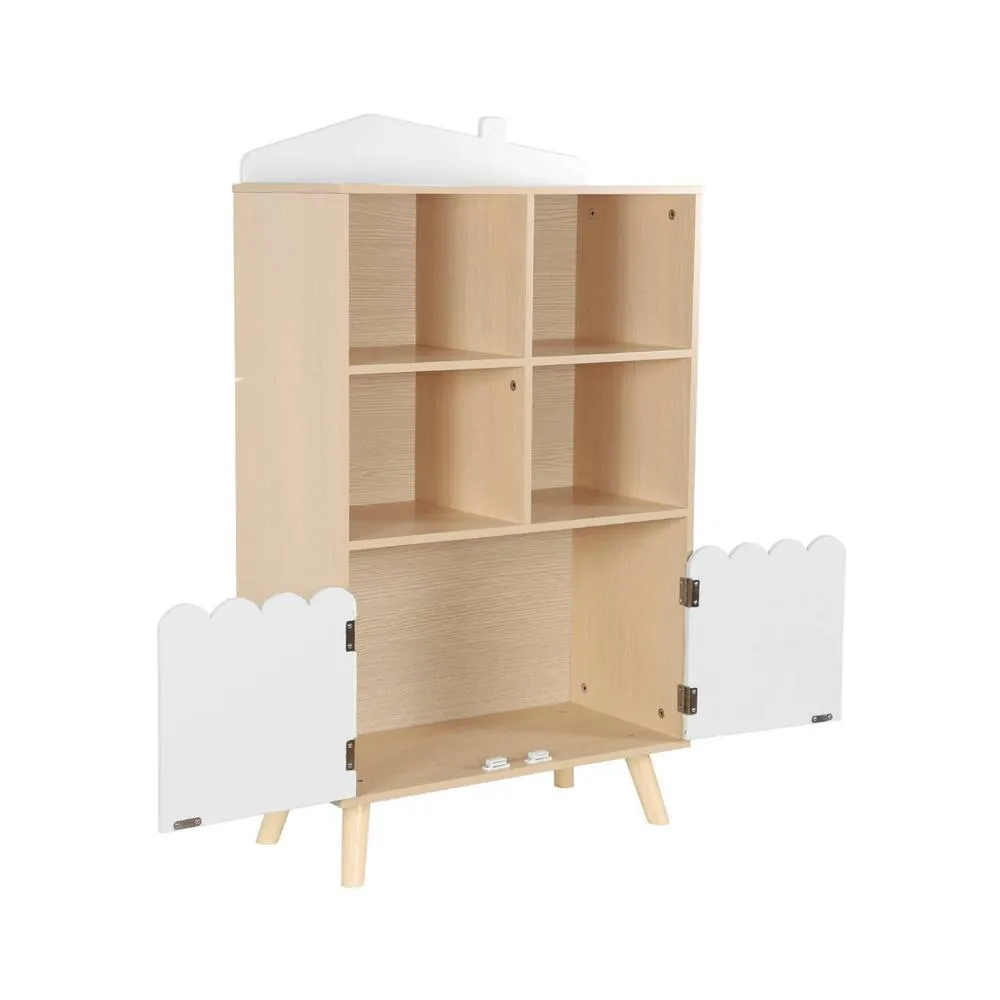 sweeek Children's pine wood library 2 doors 4 shelves in White 6
