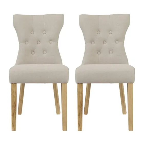 Optro Beige Fabric Dining Chairs In Pair