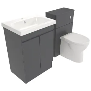 Deccado Clifton Charcoal Grey 600mm Freestanding Vanity & 500mm Toilet Pan Unit with Basin Modular Combination 2