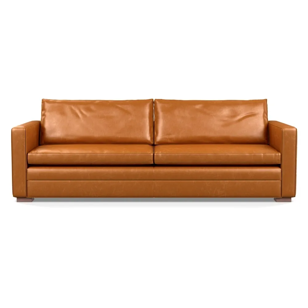 Heal's Palermo 5 Seater Sofa Stonewash Leather Toffee 277 Walnut Feet 1