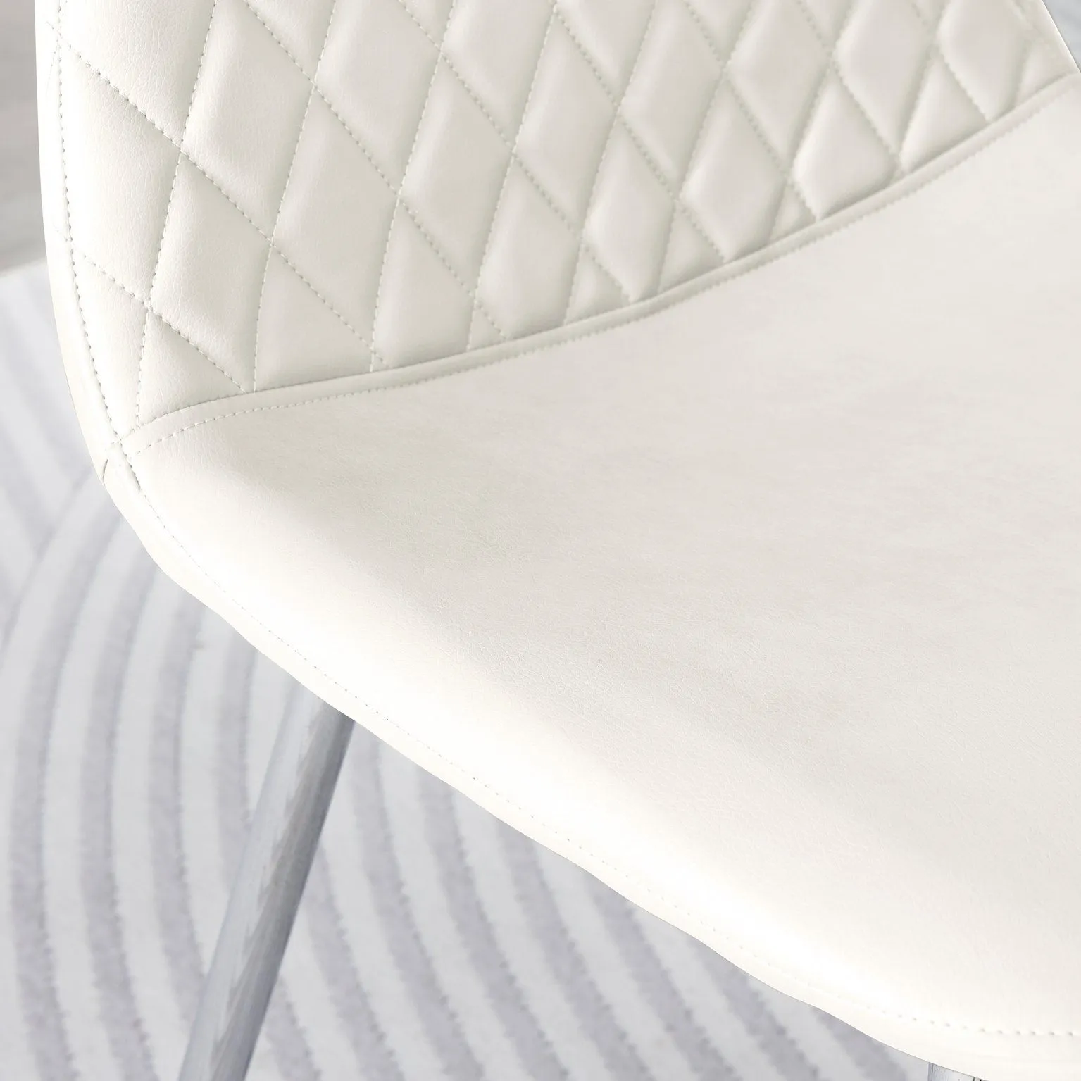 FurnitureboxUK 2x Corona Silver Leg Faux Leather Dining Chair in White 4