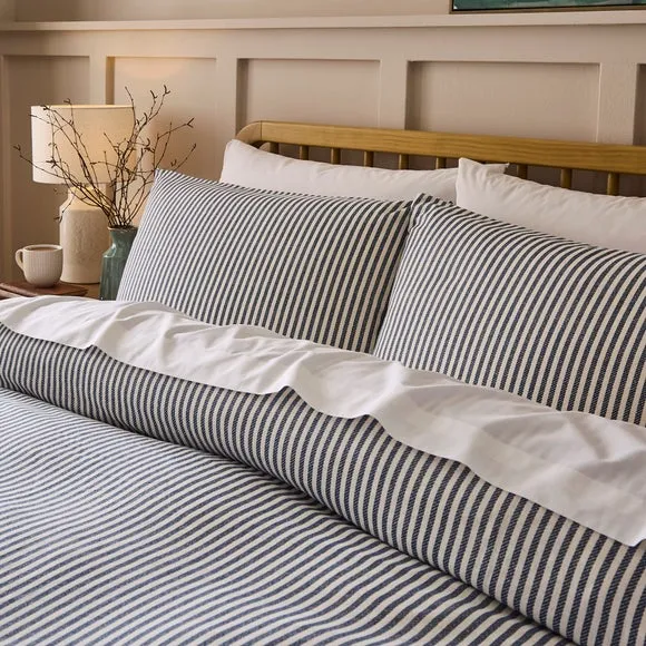 Camille Stripe 100% Brushed Cotton Duvet Cover & Pillowcase Set 4