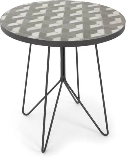 Indra Garden bistro table, grey and white marble