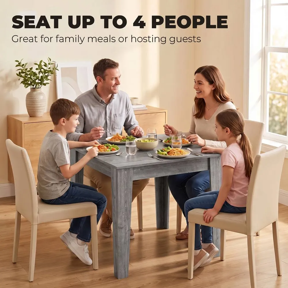 HOMCOM Dining Table for 4, 80L x 80W x 75Hcm, Grey Wood Effect 4