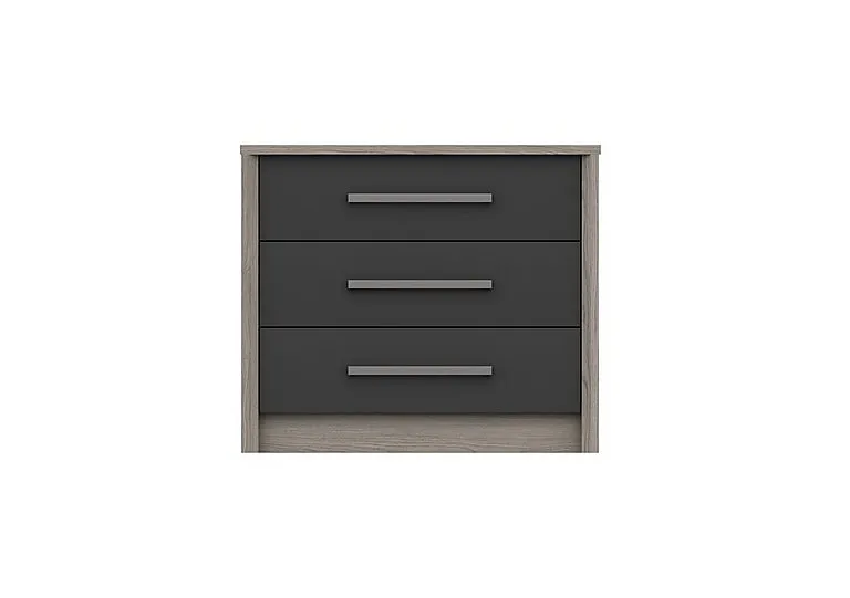 Euston 3 Drawer Chest - Grey Oak/Graphite Gloss