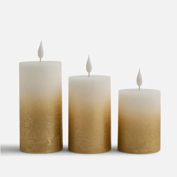 Set of 3 Ombre LED Pillar Candles 3