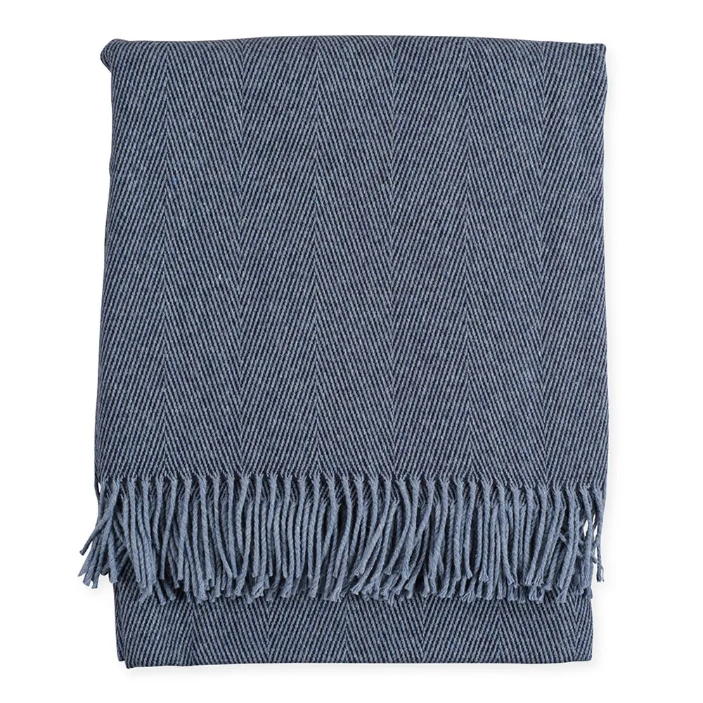 Heal's Herringbone Wool & Cashmere Throw Navy 2