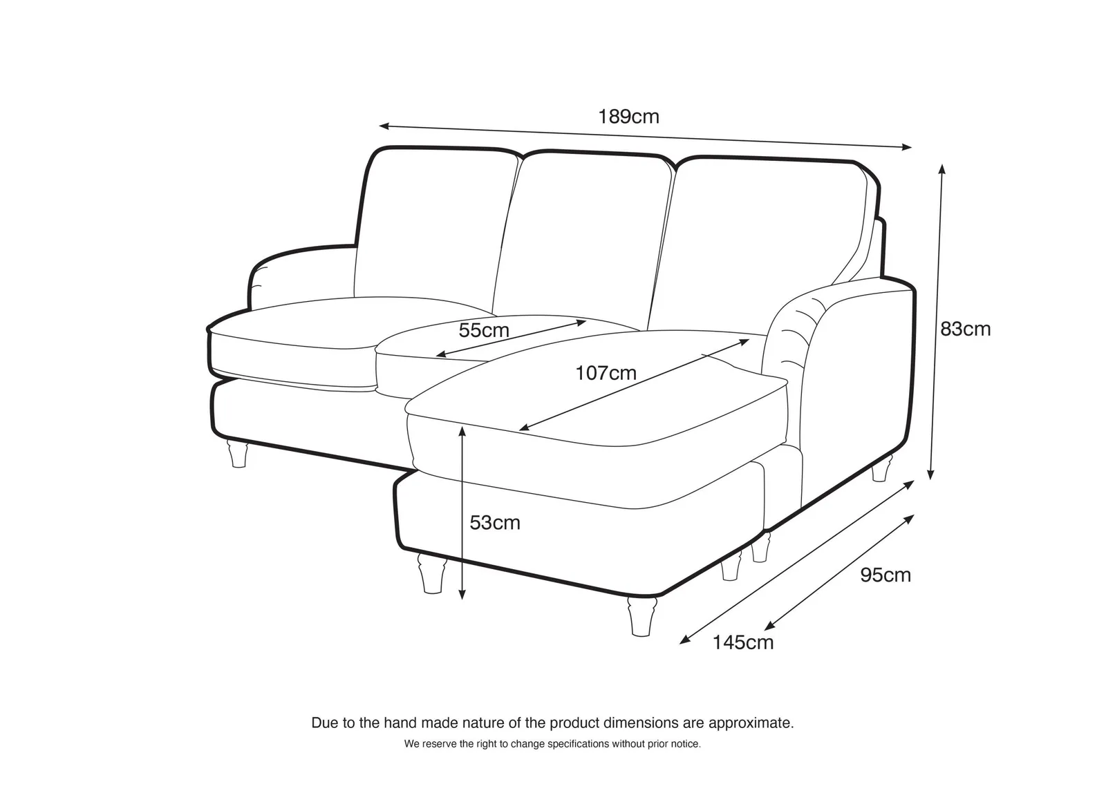 The Great Sofa Company Orla Left Hand Chaise Sofa Manhattan Navy 3