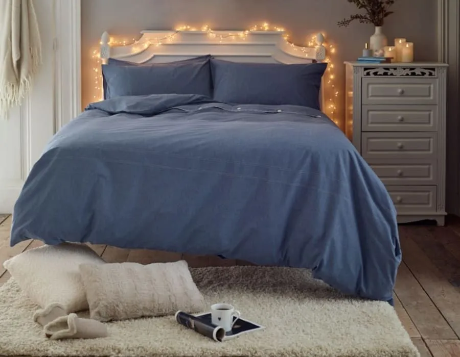 Deyongs Southwick Melange Look Fitted Sheet - Smooth, Soft & Breathable | 1846 in Blue 2