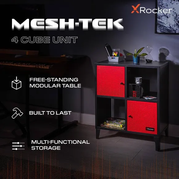 X Rocker MESH TEK Square Shelf Cabinet with 4 Cube Storage 2