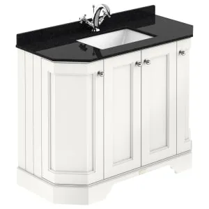 Bayswater Victrion Pointing White Angled Traditional Freestanding Vanity Unit & Black Marble Top Basin - 1000mm
