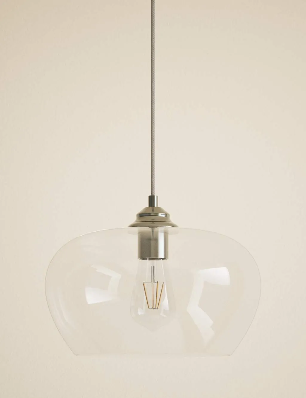 M&S Clear Glass Oval Shape Pendant Light Clear