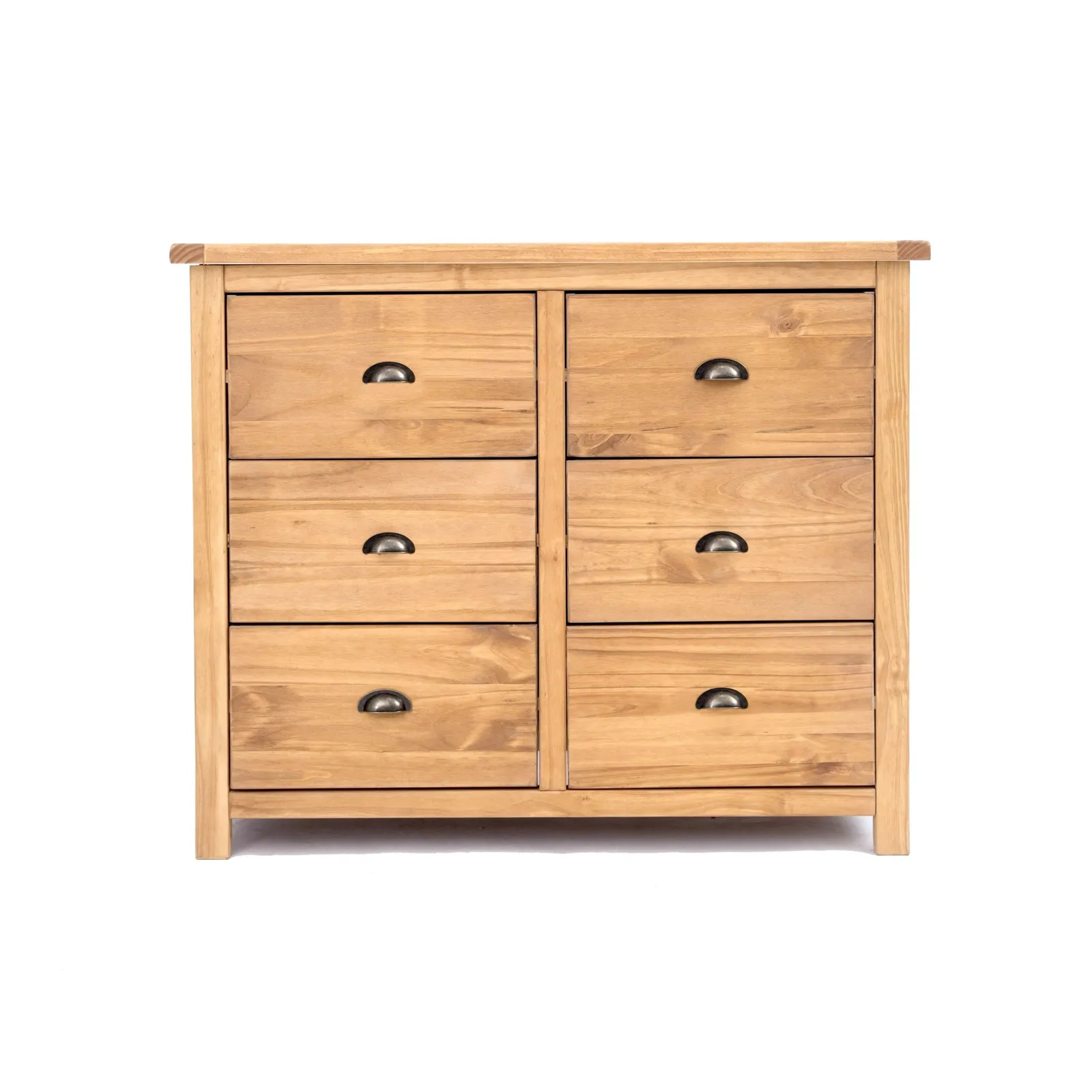 Cabinet Bits Lugo 6 Drawer Chest of Drawers Brass Cup Handle in Light Brown