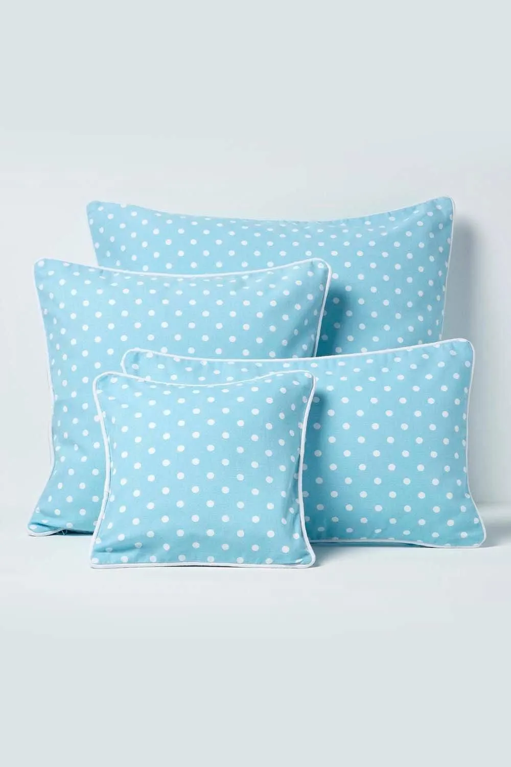 Homescapes Cotton Polka Dots Cushion Cover in Blue 5