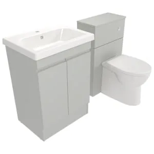 Deccado Clifton Whisper Grey 600mm Freestanding Vanity & 500mm Toilet Pan Unit with Basin Modular Combination 2