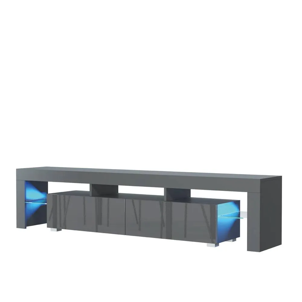 Creative Furniture Nova TV Unit 200cm - Dark Grey with Gloss Doors & LED Lights 6