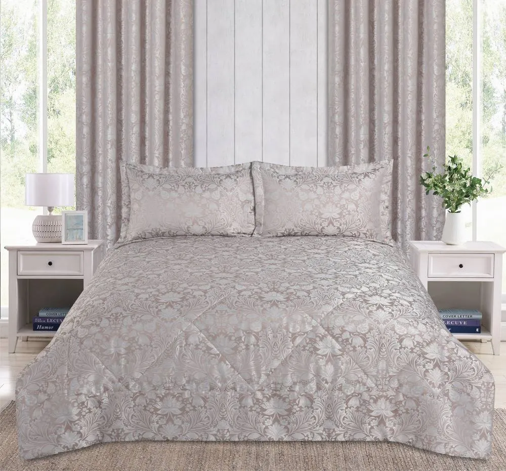 Rapport Home Rose Blush Damask Jacquard Eyelet Curtains 168 x 183cm Ready Made Pair in Rose Gold 2