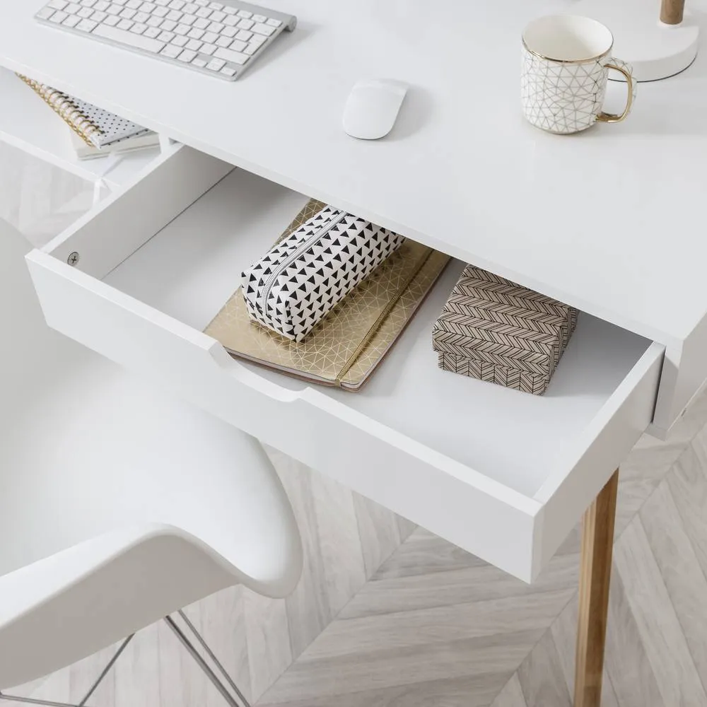 Nöa and Nani Ludvig Office Desk Computer Table in White and Natural Pine 2