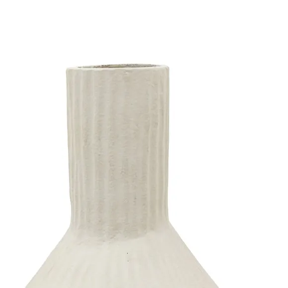 Crossland Grove Poissy Ribbed Cast Metal Vast Parchment H380Mm, White 4
