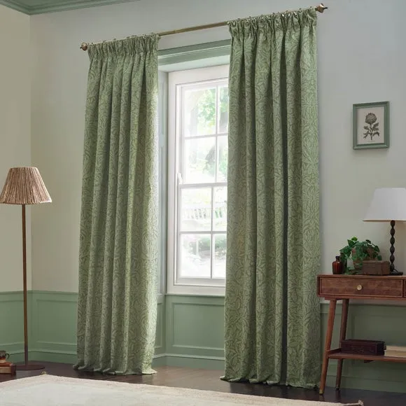 Morris & Co. Acorn Tonal Jacquard Pencil Pleat Curtains 1