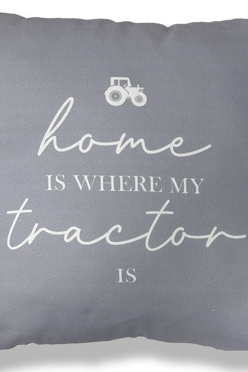 Martex Filled Polyester Cushion - 45 x 45cm - Home is where my tractor is in Grey 2
