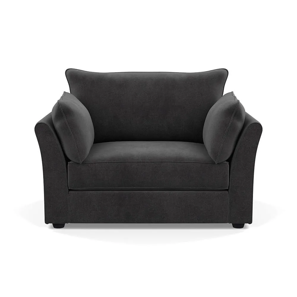 Heal's Tailor Loveseat Smart Luxe Velvet Nickel Black Beech Feet