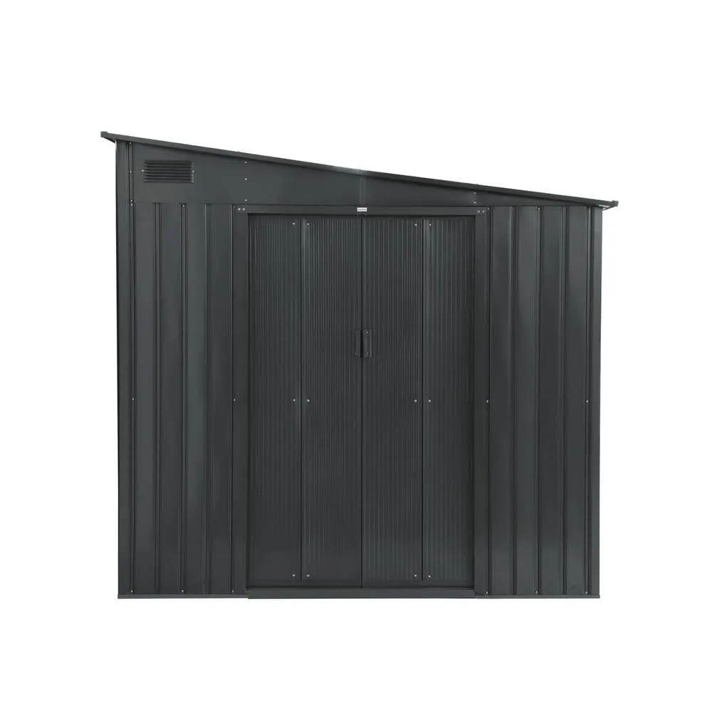 sweeek Steel garden shed 5.5m² with anchoring kit in Dark Grey 2