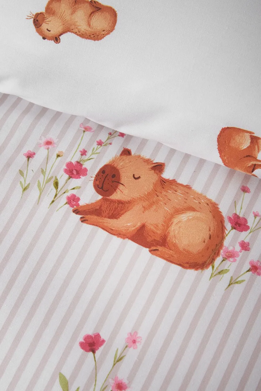Catherine Lansfield 'Happy Capybara' Reversible Duvet Cover Set in Natural 4