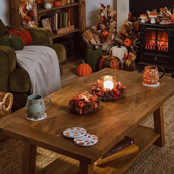 Country Living Natural Leaves Pumpkin Decoration 5