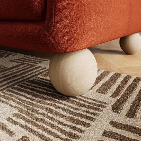 Armitage Chenille 3 Seater Sofa with Ball Feet 5