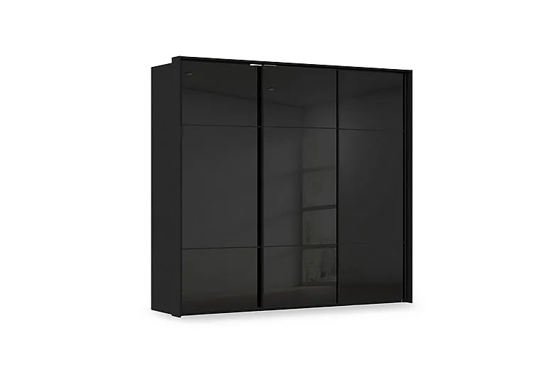 Haven 250cm 3 Door Slider Wardrobe with Glass Doors - Black Glass