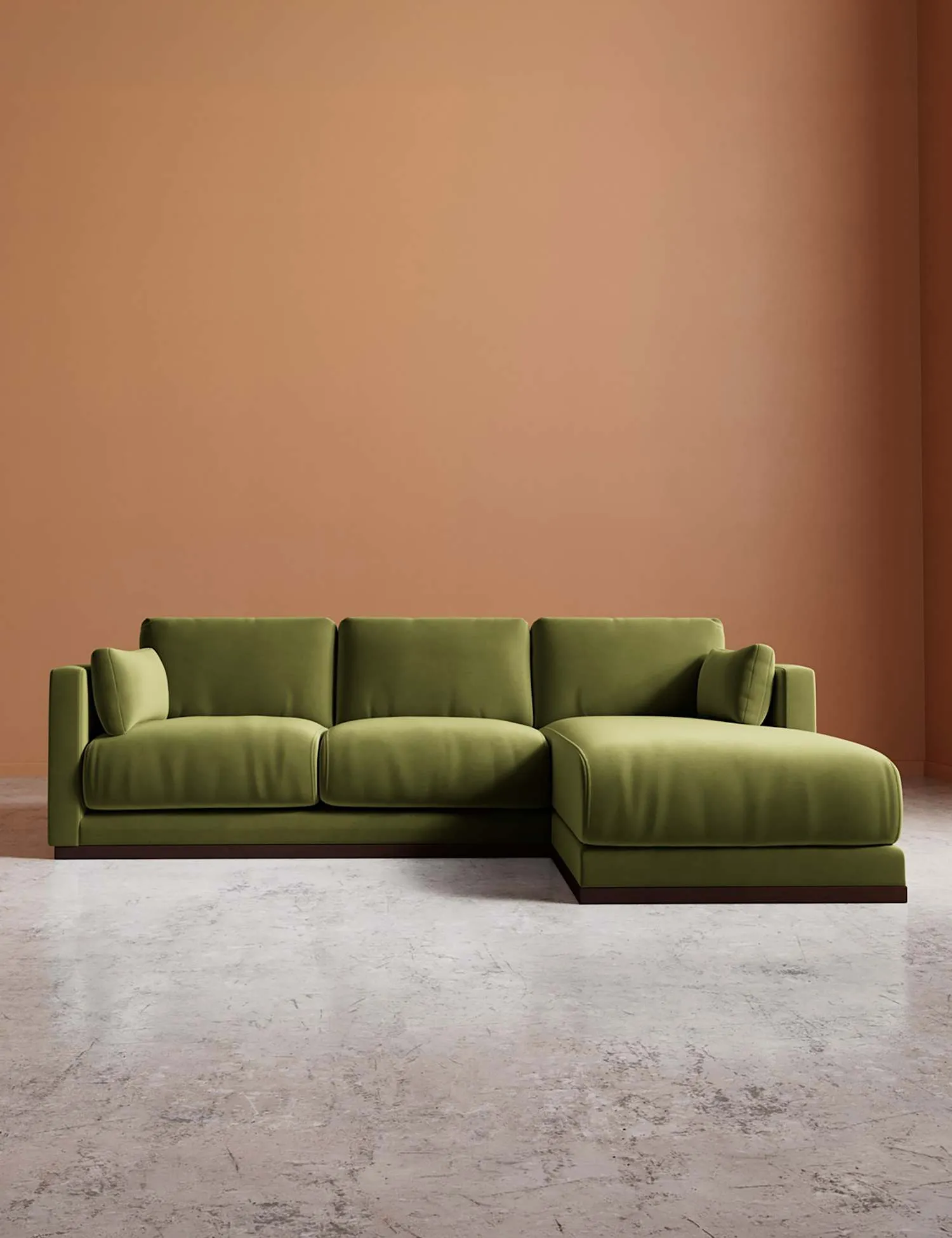 Swoon Easy Velvet Right Corner Sofa Green
